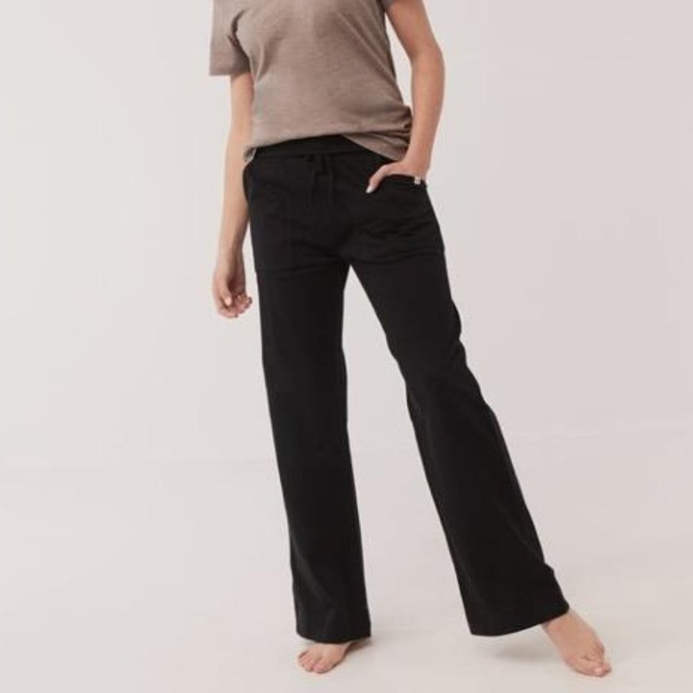 NWT Pact All Ease Foldover Pants in Black